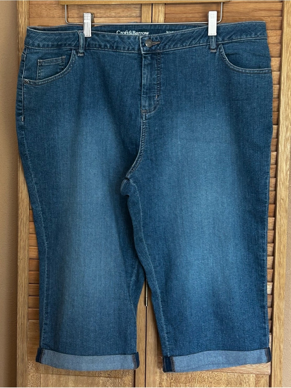 Croft & Barrow Natural Fit capris denim blue jeans cuffed Capri womens size 18